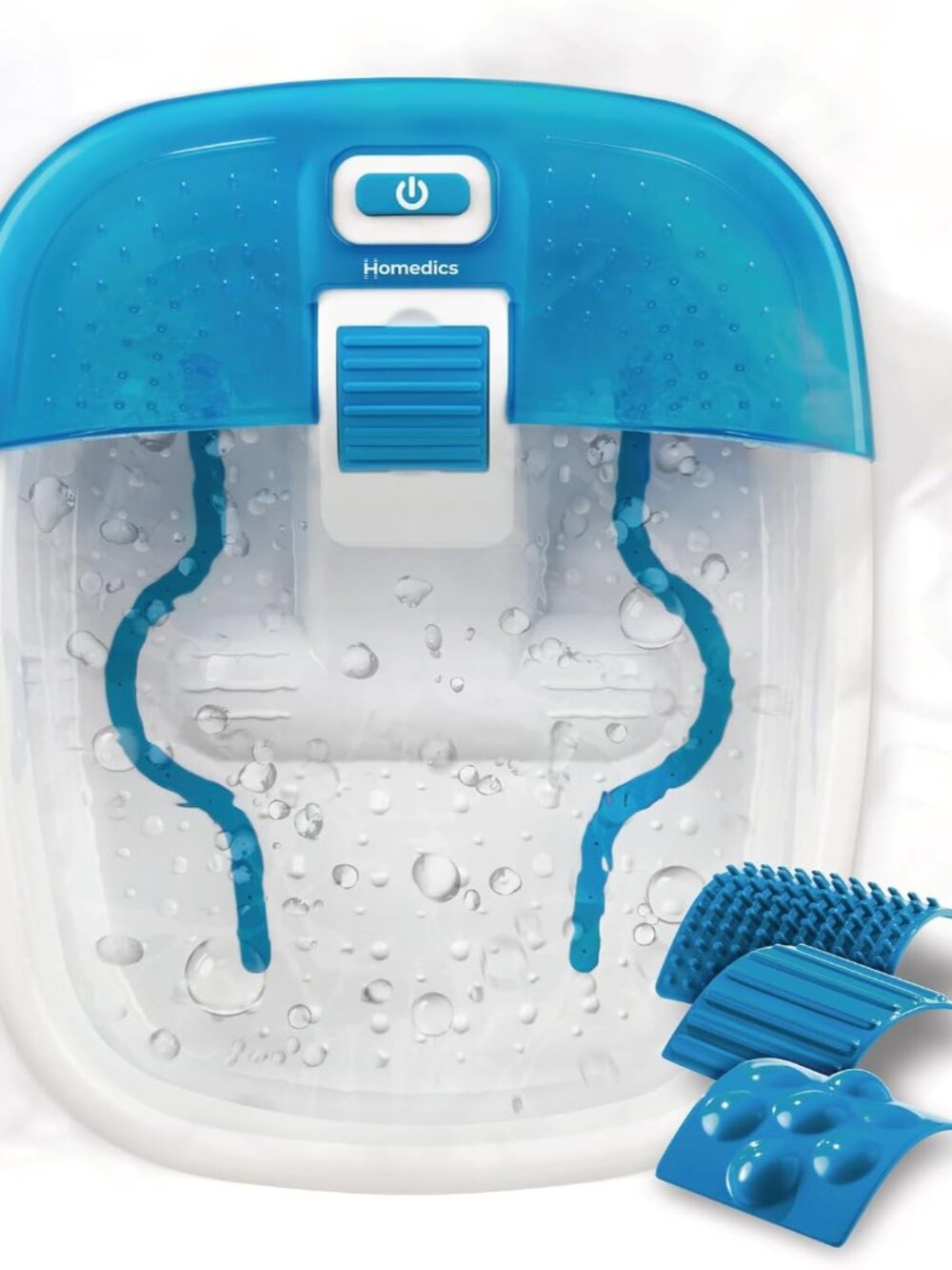 Bubble Bliss Deluxe Foot Spa with Heat Massaging Arch, 3 Acupressure Attachments